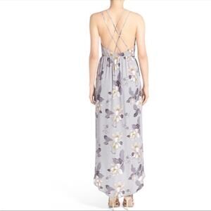 ASTR Womens Surplice gray floral maxi dress with ruffles viscose size small